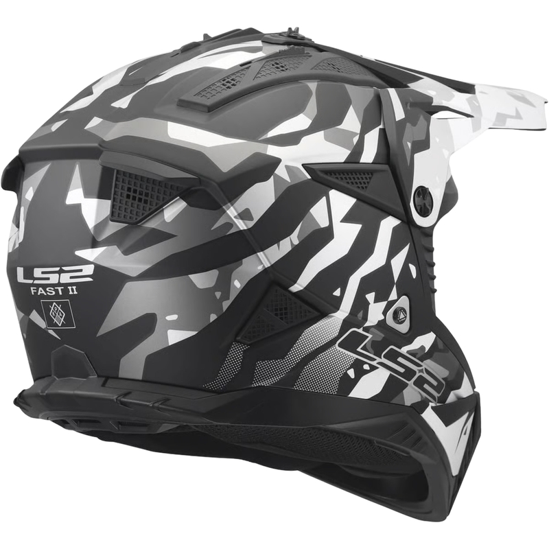 Motokros kaciga LS2 MX708 Fast II Grotesk mat crno-siva