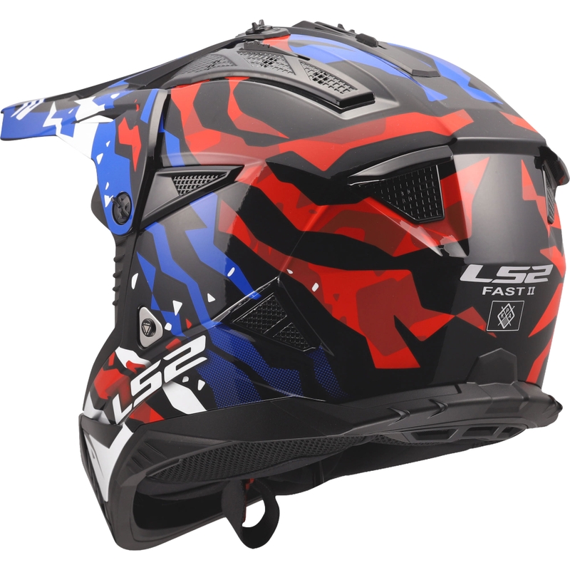 Motokros kaciga LS2 MX708 Fast II Grotesk sjajna bijelo-plavo-crvena