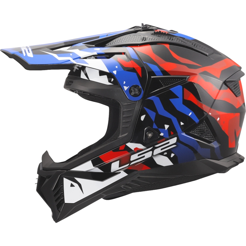Motokros kaciga LS2 MX708 Fast II Grotesk sjajna bijelo-plavo-crvena