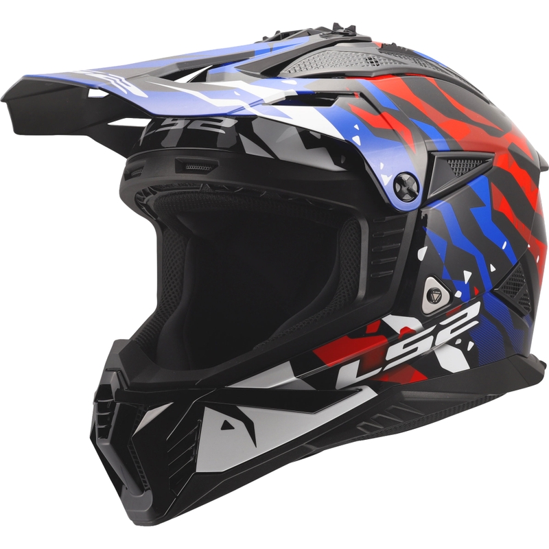 Motokros kaciga LS2 MX708 Fast II Grotesk sjajna bijelo-plavo-crvena