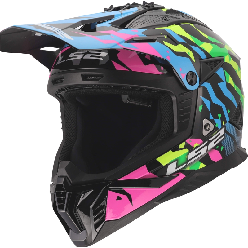 Motokros kaciga LS2 MX708 Fast II Grotesk sjajna plavo-ružičasto-zelena