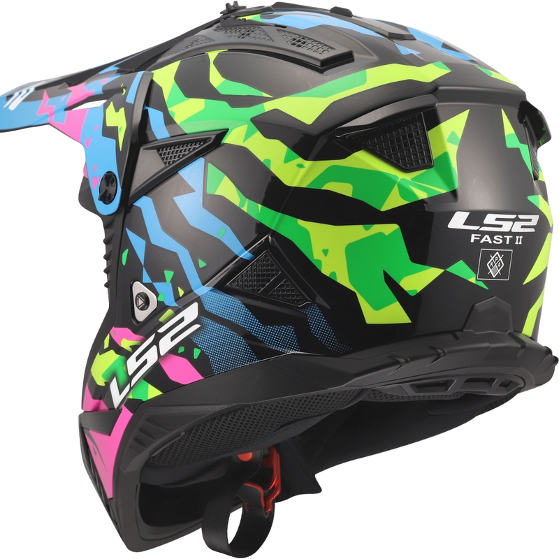 Motokros kaciga LS2 MX708 Fast II Grotesk sjajna plavo-ružičasto-zelena