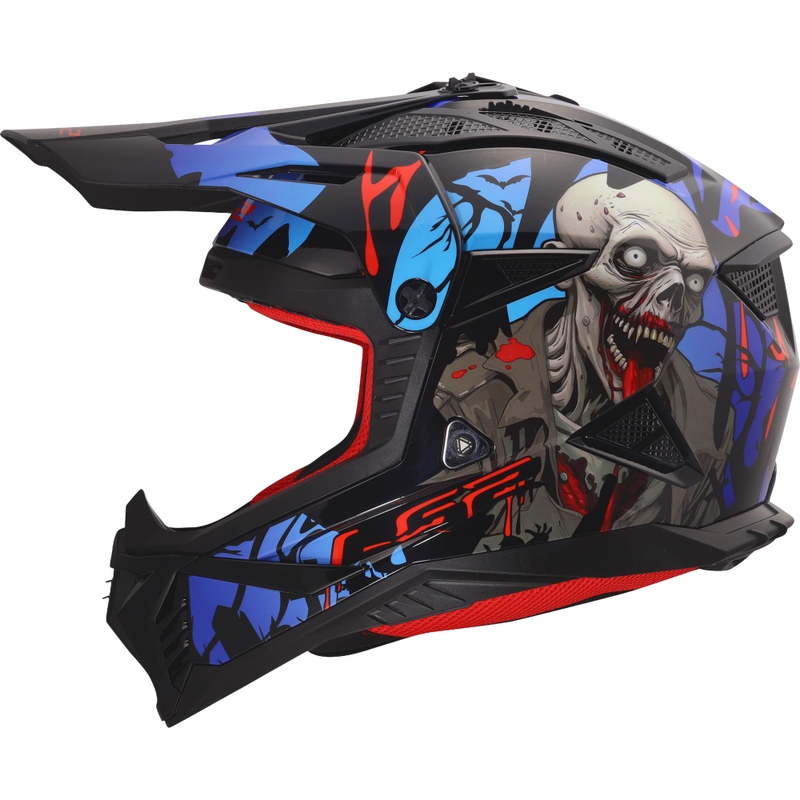 Motokros kaciga LS2 MX708 Fast II Zombie II sjajna crno-crveno-plava