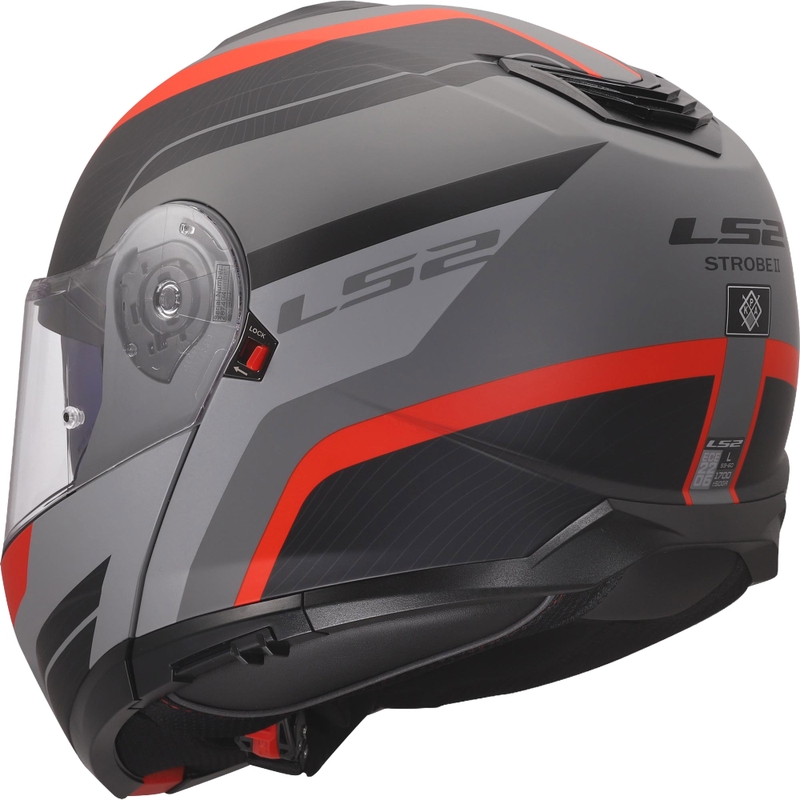 Kaciga na preklop LS2 FF908 Strobe II Monza mat crno-sivo-crvena