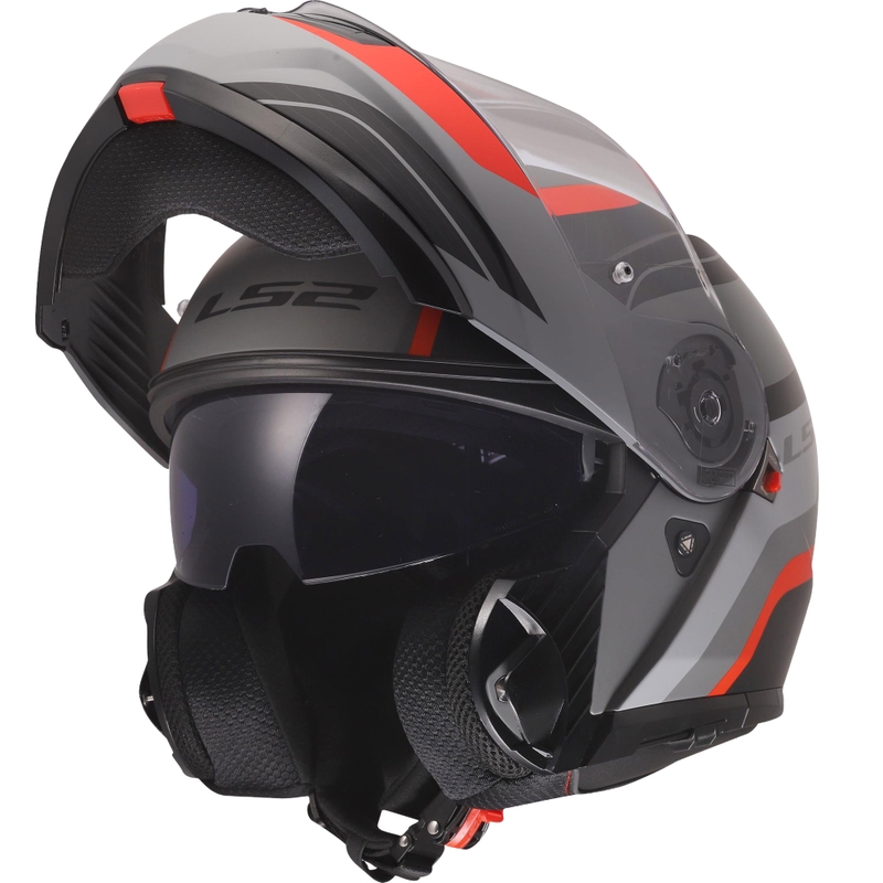 Kaciga na preklop LS2 FF908 Strobe II Monza mat crno-sivo-crvena