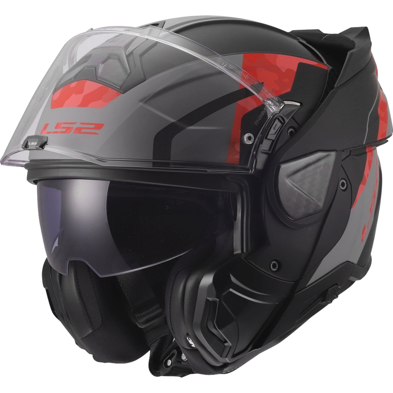 Preklopna motociklistička kaciga LS2 FF910 Advant II Glide mat crno-sivo-crvena