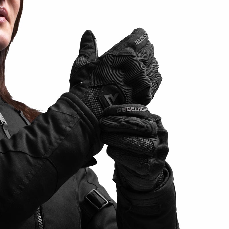 Ženske motociklističke rukavice Rebelhorn Core crne