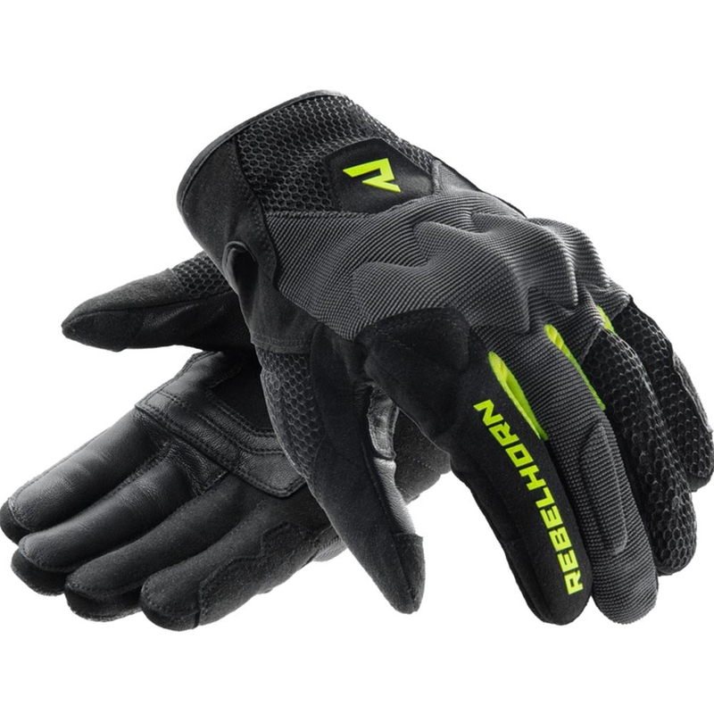 Moto rukavice Rebelhorn Core crno-sivo-fluo žute