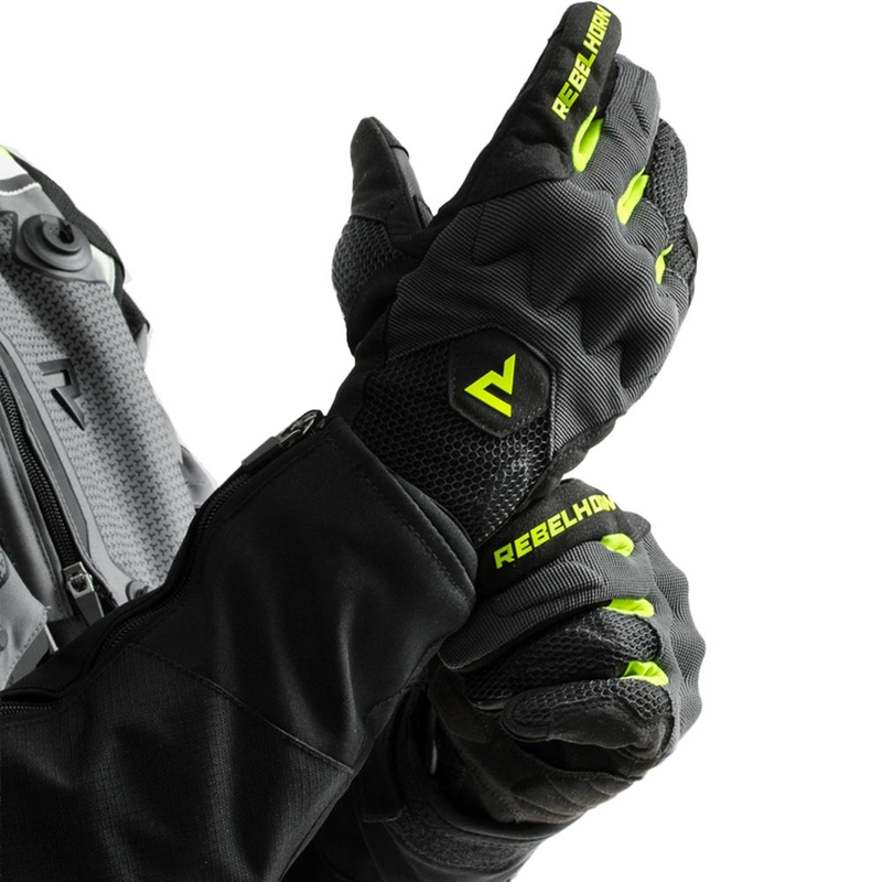Moto rukavice Rebelhorn Core crno-sivo-fluo žute
