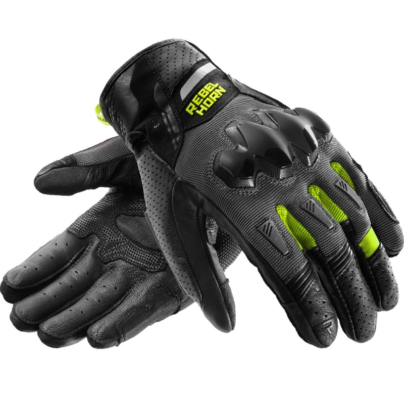 Rebelhorn Defender motociklističke rukavice crno-sive-fluo žute