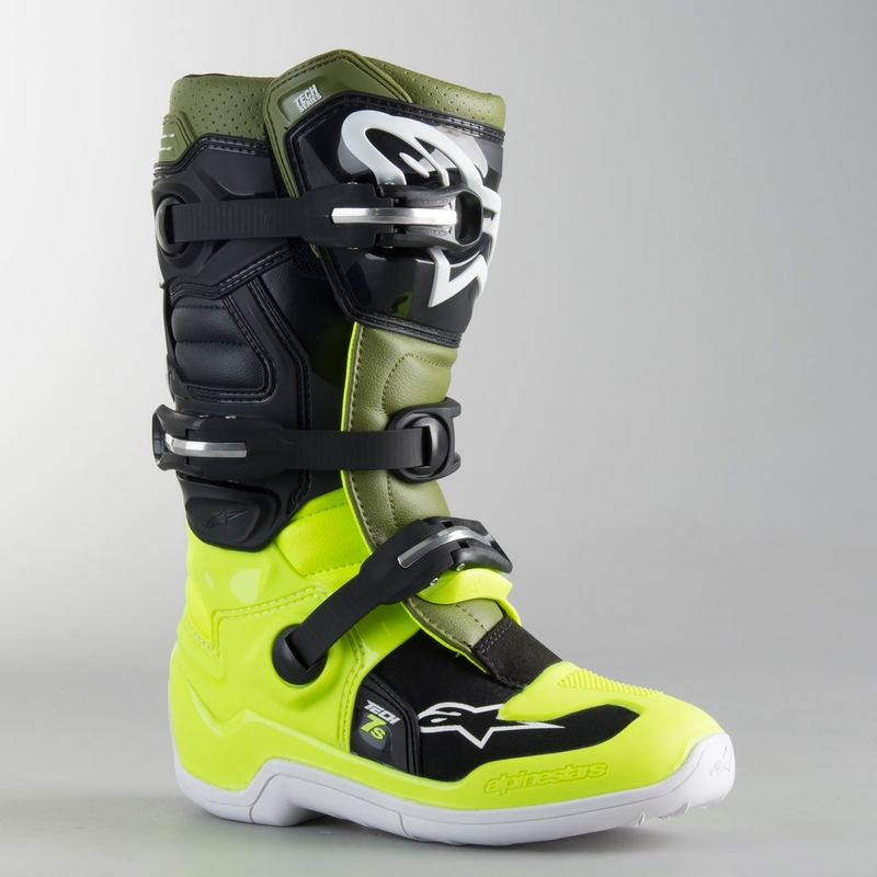 Dječje motorističke čizme Alpinestars Tech 7 S crno-zeleno-fluo žute