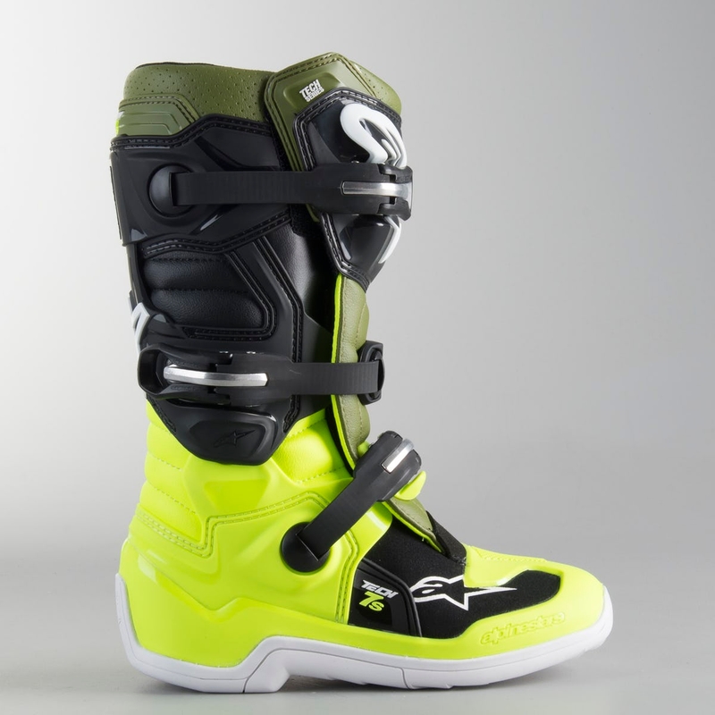 Dječje motorističke čizme Alpinestars Tech 7 S crno-zeleno-fluo žute