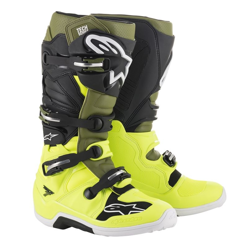 Dječje motorističke čizme Alpinestars Tech 7 S crno-zeleno-fluo žute
