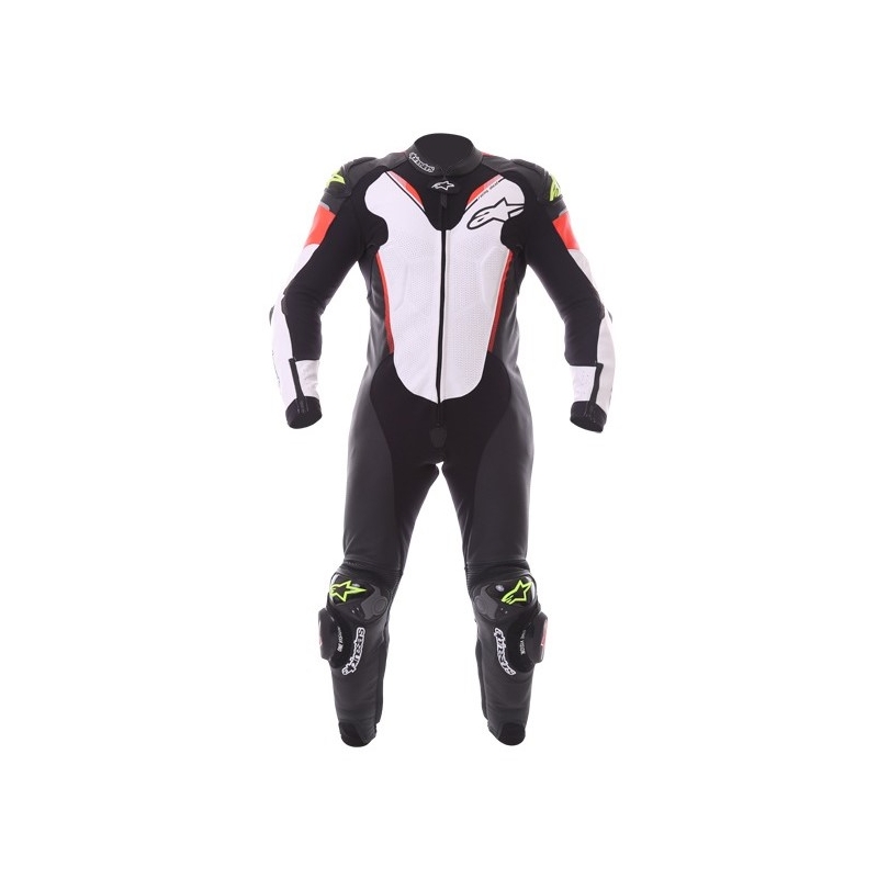 Alpinestars Atem jednodijelni kombinezon crno-bijelo-fluo crveno-fluo žuto