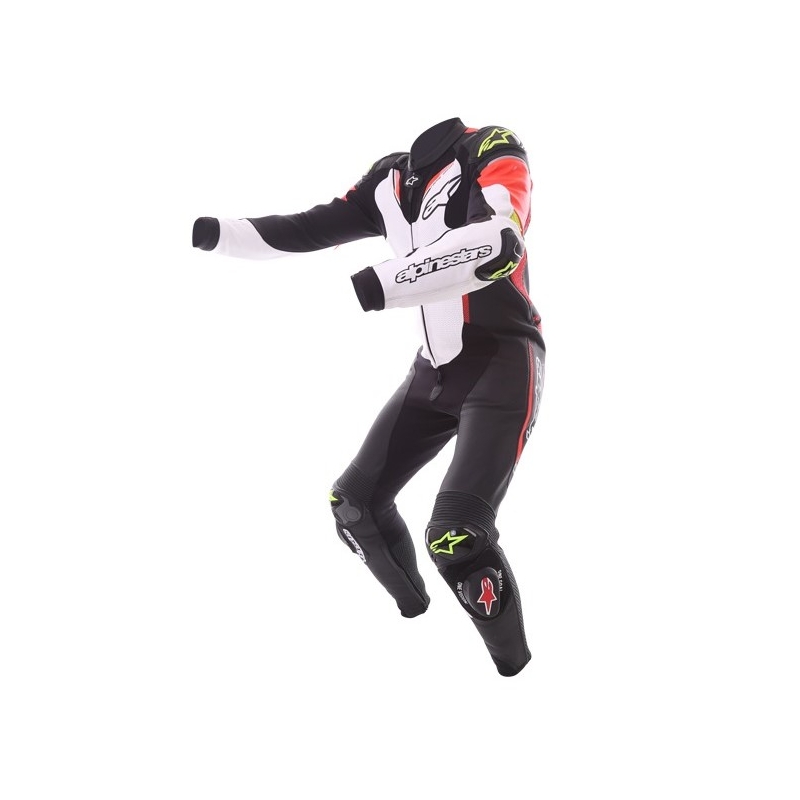 Alpinestars Atem jednodijelni kombinezon crno-bijelo-fluo crveno-fluo žuto