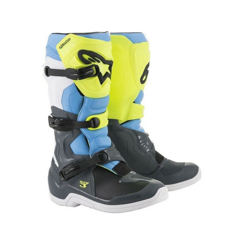 Alpinestars Tech 3 motorističke čizme crno-bijele-plave-fluo žute