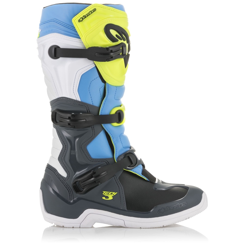Alpinestars Tech 3 motorističke čizme crno-bijele-plave-fluo žute