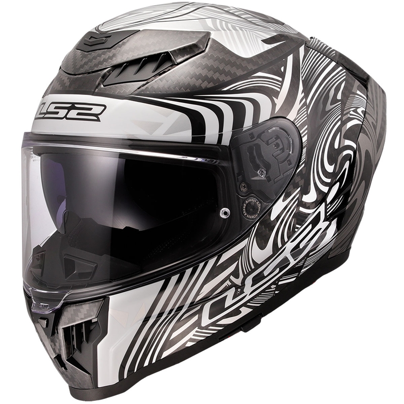 LS2 FF807 Dragon Carbon Enthum kaciga za motocikle s punim licem, sjajno srebrna