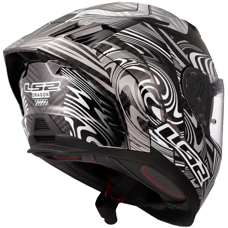LS2 FF807 Dragon Carbon Enthum kaciga za motocikle s punim licem, sjajno srebrna