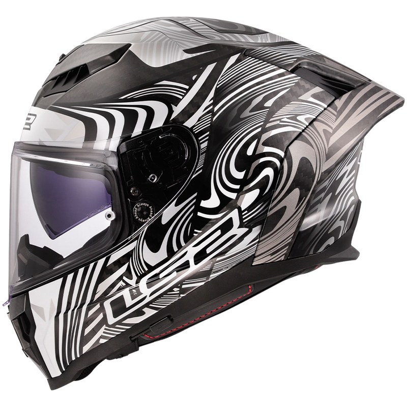 LS2 FF807 Dragon Carbon Enthum kaciga za motocikle s punim licem, sjajno srebrna