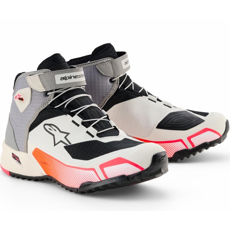 Alpinestars Stella CR-X Drystar Ženske motociklističke čizme Bijele-Svijetlosive-Crne-Fluorescentno Ružičaste