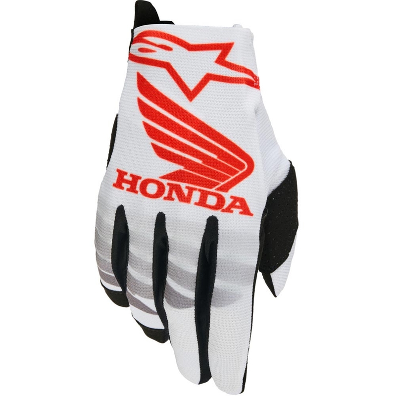 Kolekcija motokros rukavica Alpinestars Radar Honda bijelo-crno-crvena