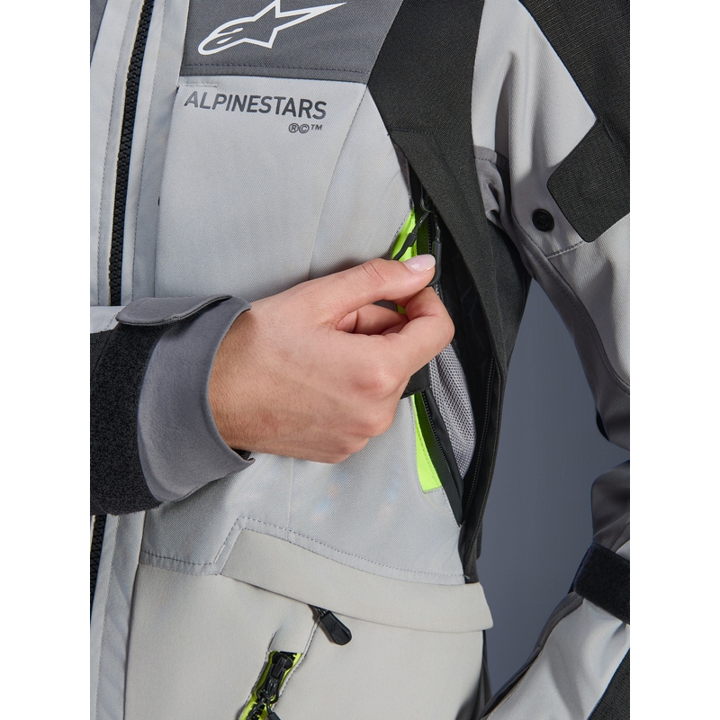 Alpinestars Stella Andes V4 Drystar Ženska motociklistička jakna tamno siva-svijetlosiva-crna-fluo žuta