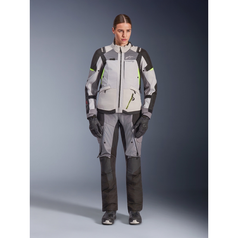 Alpinestars Stella Andes V4 Drystar Ženska motociklistička jakna tamno siva-svijetlosiva-crna-fluo žuta