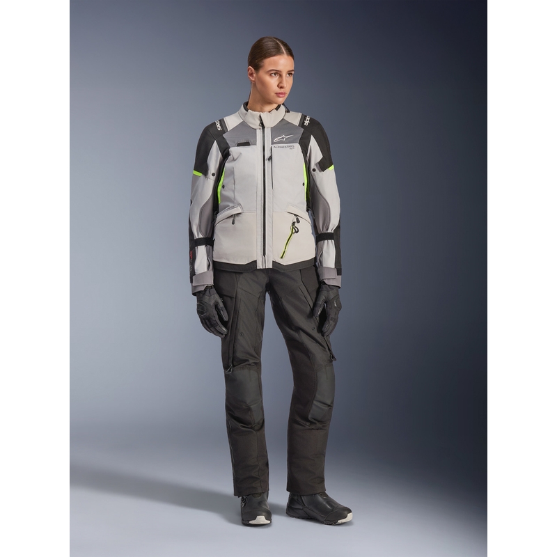 Alpinestars Stella Andes V4 Drystar Ženska motociklistička jakna tamno siva-svijetlosiva-crna-fluo žuta