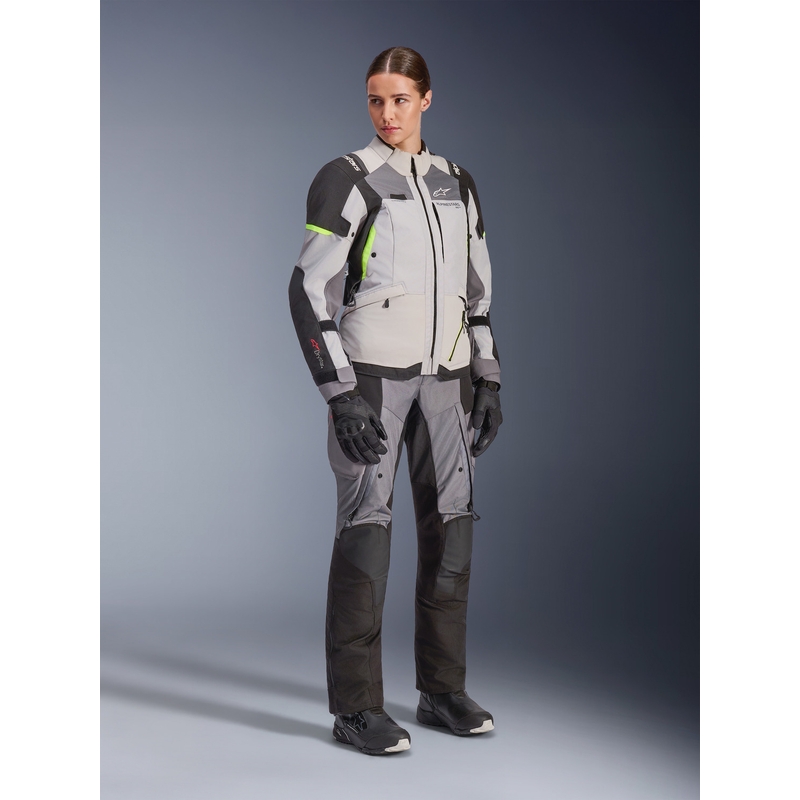 Alpinestars Stella Andes V4 Drystar Ženska motociklistička jakna tamno siva-svijetlosiva-crna-fluo žuta