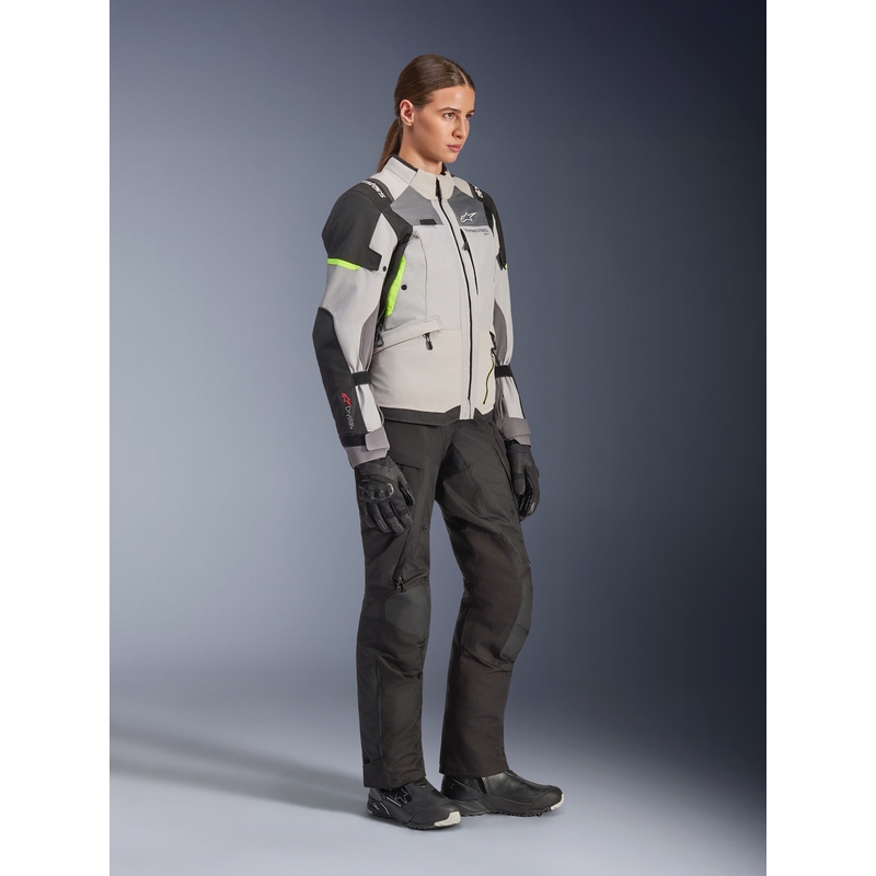 Alpinestars Stella Andes V4 Drystar Ženska motociklistička jakna tamno siva-svijetlosiva-crna-fluo žuta