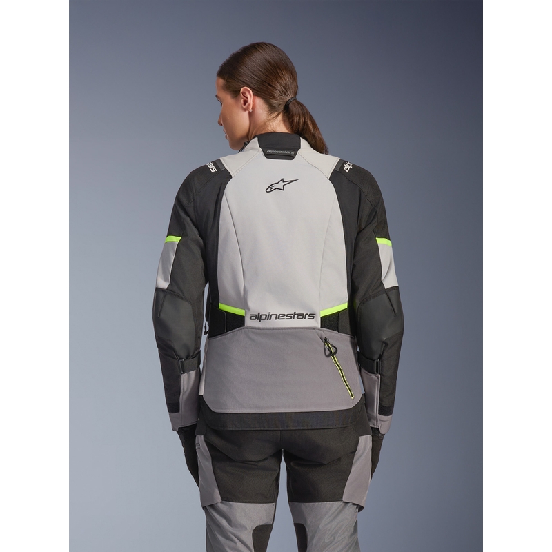 Alpinestars Stella Andes V4 Drystar Ženska motociklistička jakna tamno siva-svijetlosiva-crna-fluo žuta