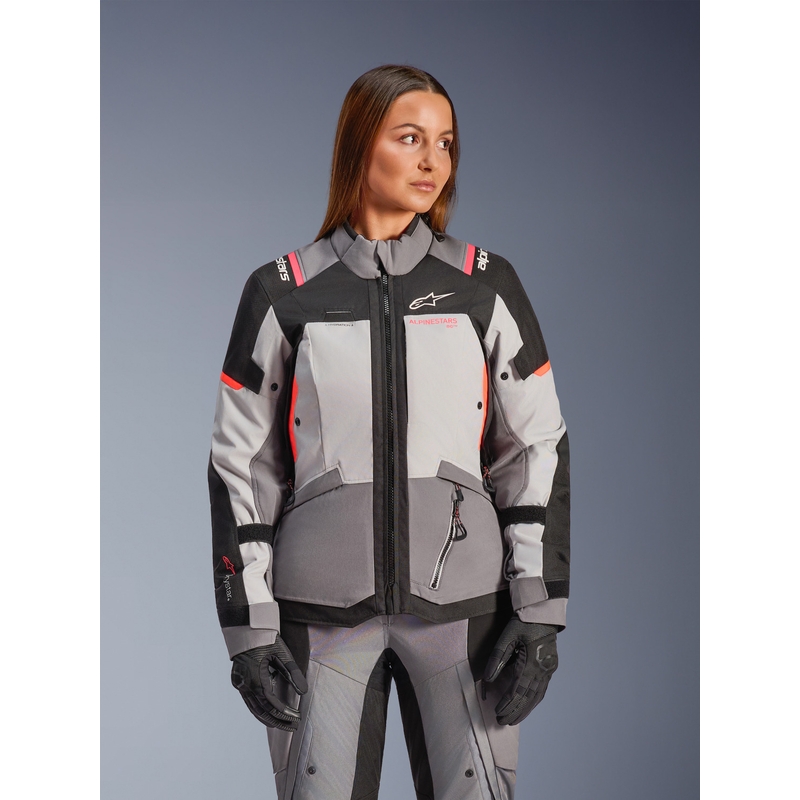 Alpinestars Stella Andes V4 Drystar Ženska motociklistička jakna tamno siva-svijetlosiva-crno-crvena