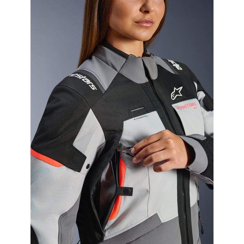 Alpinestars Stella Andes V4 Drystar Ženska motociklistička jakna tamno siva-svijetlosiva-crno-crvena