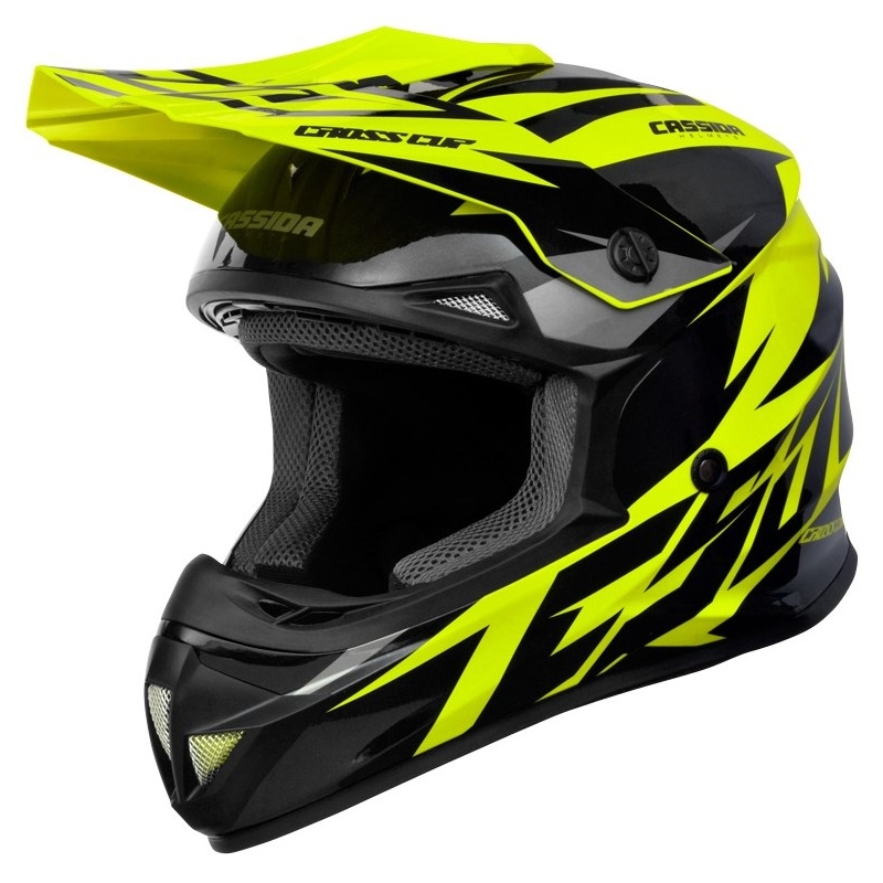 Motocross kaciga Cassida Cross Cup Two crno-siva-fluo žuta