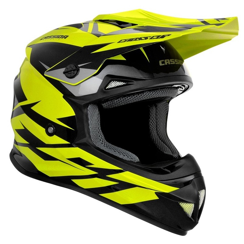 Motocross kaciga Cassida Cross Cup Two crno-siva-fluo žuta