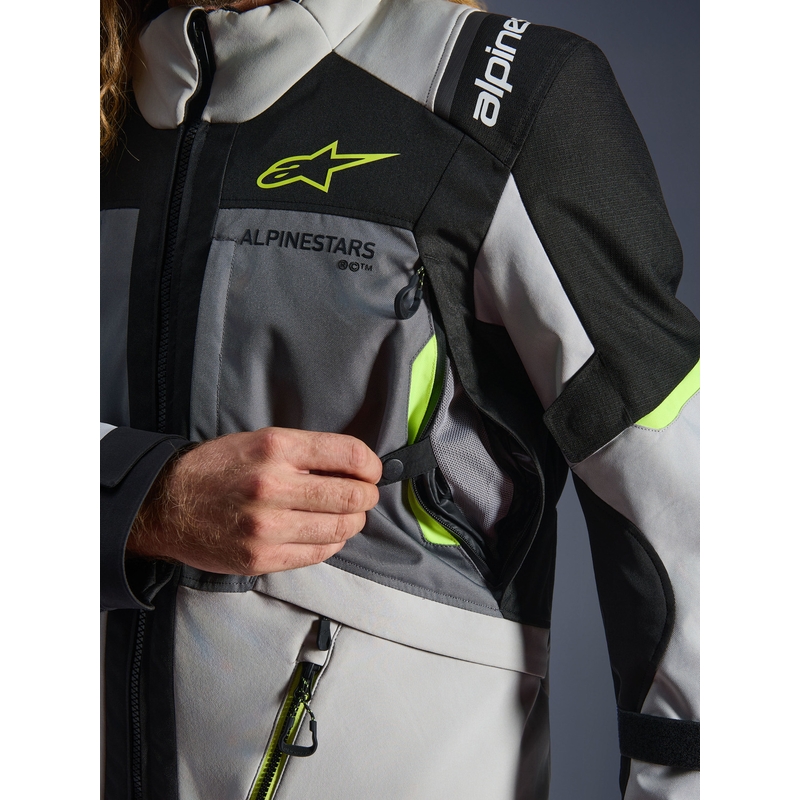 Alpinestars Andes V4 Drystar motociklistička jakna tamno siva-svijetlosiva-crna-fluo žuta