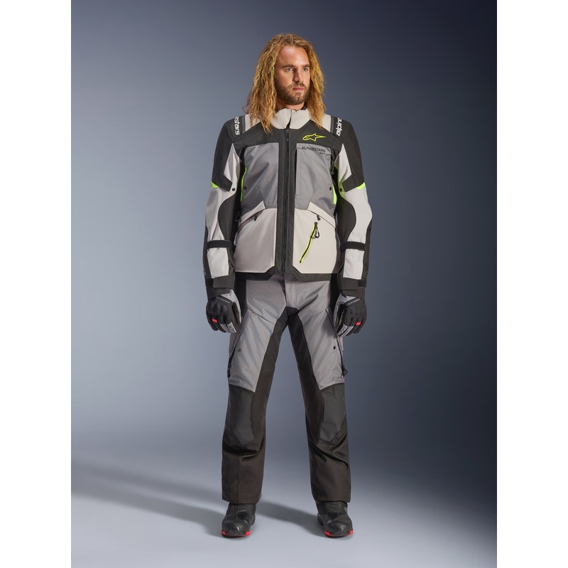 Alpinestars Andes V4 Drystar motociklistička jakna tamno siva-svijetlosiva-crna-fluo žuta