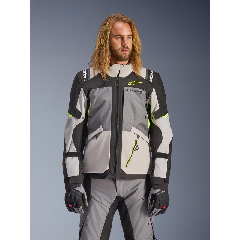 Alpinestars Andes V4 Drystar motociklistička jakna tamno siva-svijetlosiva-crna-fluo žuta