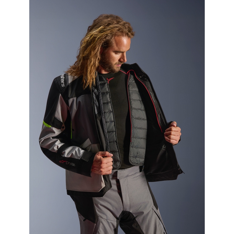 Alpinestars Andes V4 Drystar motociklistička jakna tamno siva-svijetlosiva-crna-fluo žuta