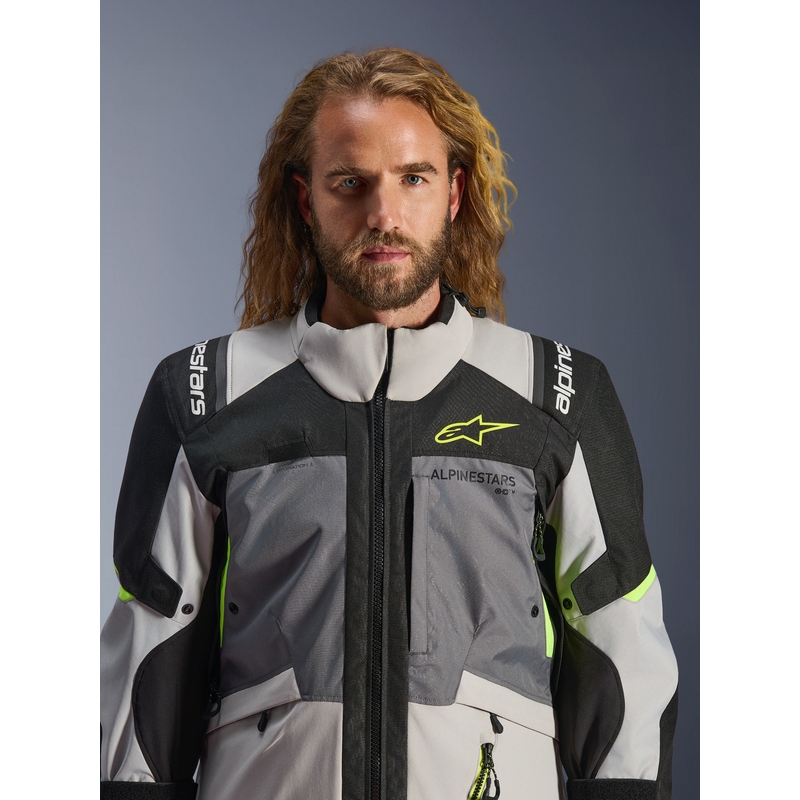 Alpinestars Andes V4 Drystar motociklistička jakna tamno siva-svijetlosiva-crna-fluo žuta
