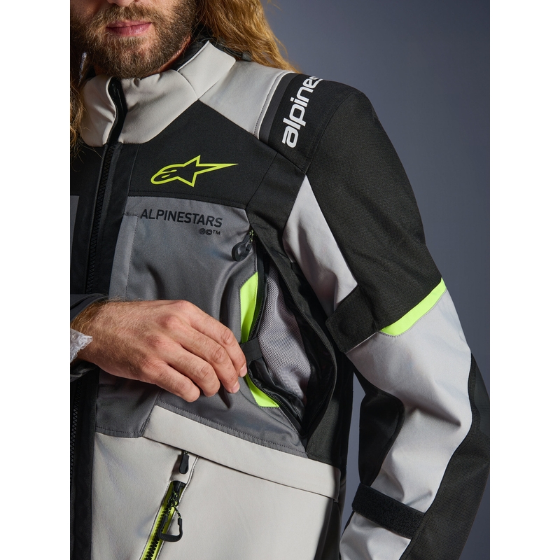 Alpinestars Andes V4 Drystar motociklistička jakna tamno siva-svijetlosiva-crna-fluo žuta
