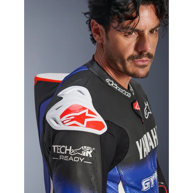 Jednodijelno kožno motociklističko odijelo Alpinestars GP-R7 YAMAHA GYTR TECH-AIR kompatibilno s kolekcijom plavo-crno-bijelo-crveno