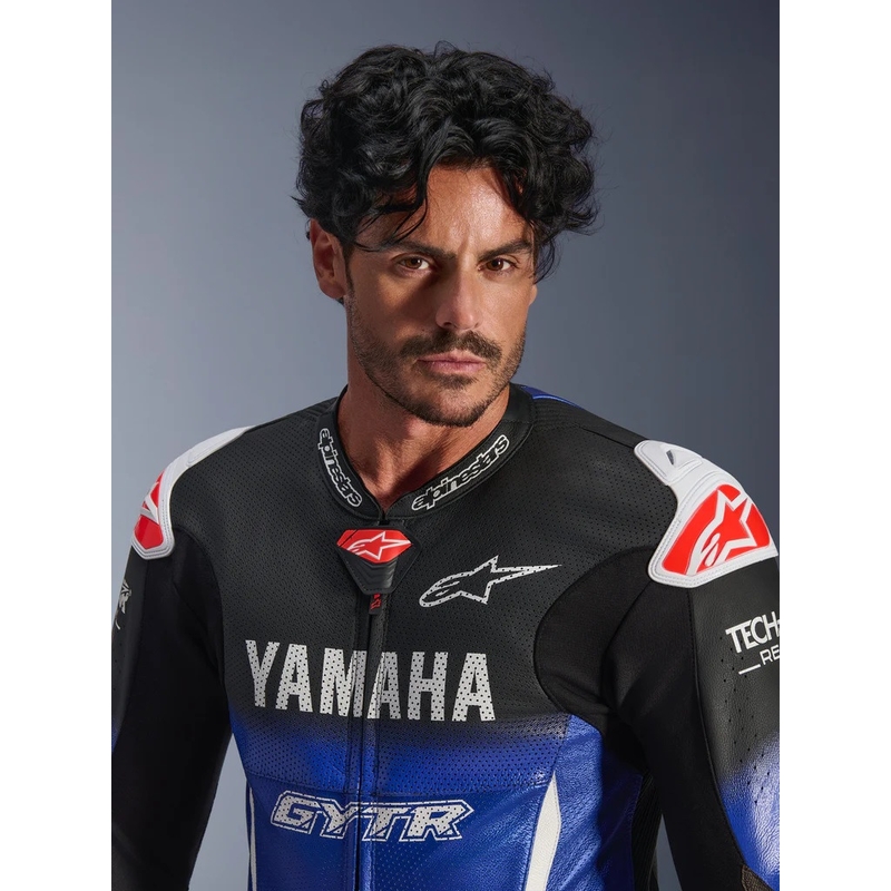 Jednodijelno kožno motociklističko odijelo Alpinestars GP-R7 YAMAHA GYTR TECH-AIR kompatibilno s kolekcijom plavo-crno-bijelo-crveno