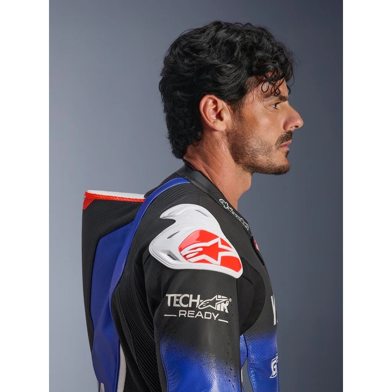 Jednodijelno kožno motociklističko odijelo Alpinestars GP-R7 YAMAHA GYTR TECH-AIR kompatibilno s kolekcijom plavo-crno-bijelo-crveno