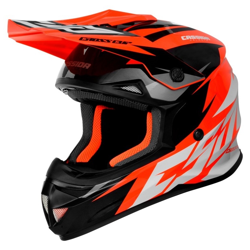 Motocross kaciga Cassida Cross Cup Two crno-bijelo-sivo-fluo narančasta