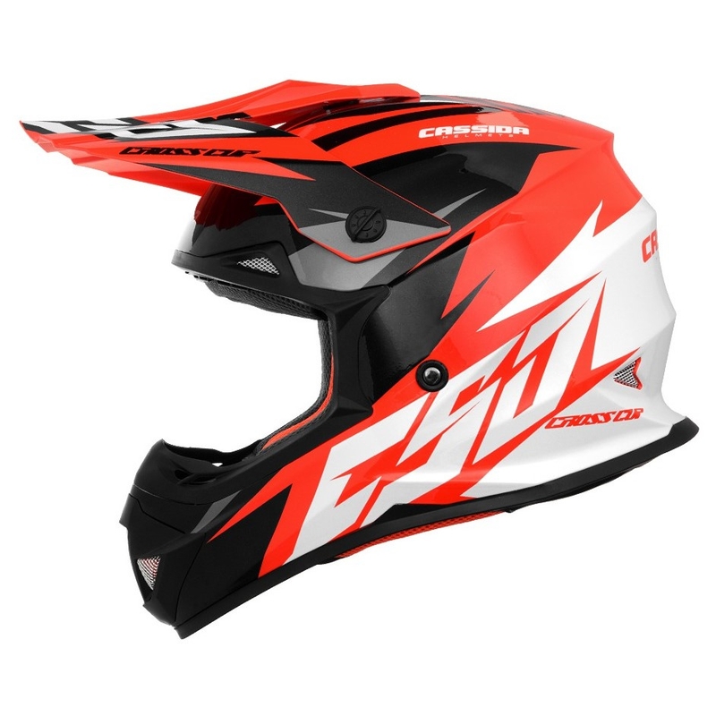 Motocross kaciga Cassida Cross Cup Two crno-bijelo-sivo-fluo narančasta