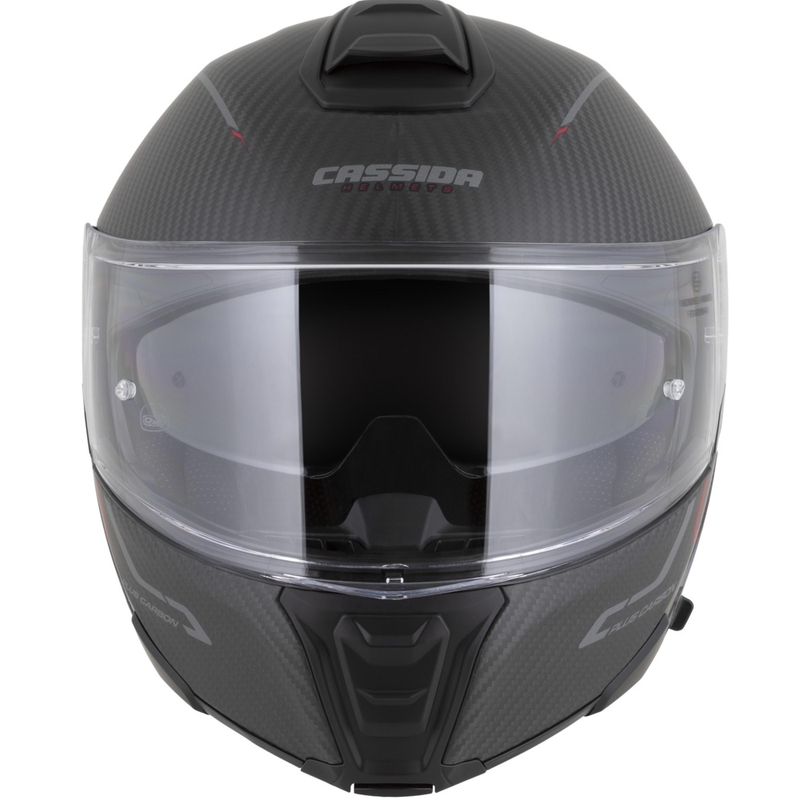 Preklopna motociklistička kaciga Cassida Modulo 2.1 Plus Carbon BlackOut mat crno-metalik crveno-reflektirajuća srebrno-crna