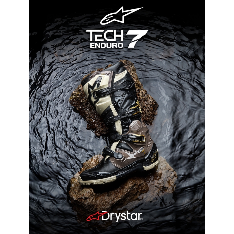 Alpinestars TECH 7 Enduro Drystar motociklističke čizme crne-tamno sive-zlatne