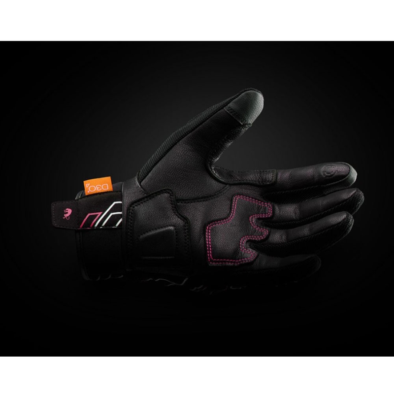 Ženske moto rukavice Furygan Jet Neon D3O® Evo crno-bijelo-roza